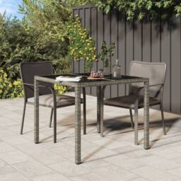 Berkfield Home Garden Dining Table Grey 90x90x75 cm Poly Rattan - Size: 90 x 90 x 75 cm - thumbnail 1