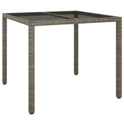 Berkfield Home Garden Dining Table Grey 90x90x75 cm Poly Rattan - Size: 90 x 90 x 75 cm - thumbnail 2