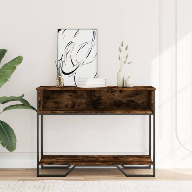 Berkfield Home Classic Console Table Smoked Oak 100x35x74.5 cm Engineered Wood in Brown - image 1
