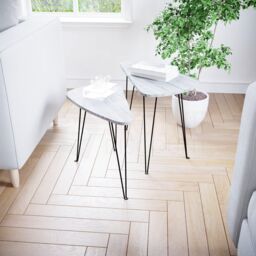 Vida Designs Brooklyn Nest of 2 Oval Tables Set Of 2 MDF Living Room Coffee Side Table Furniture