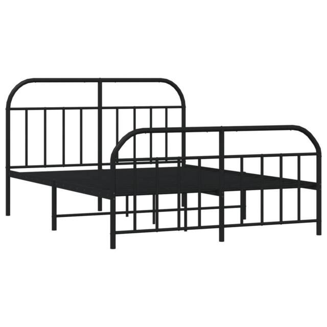 Berkfield Home Metal Bed Frame with Headboard & Footboard Black 140x190 cm - image 1