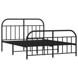 Berkfield Home Metal Bed Frame with Headboard & Footboard Black 140x190 cm - thumbnail 1