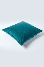 Homescapes Velvet Cushion Cover 100% Cotton, Soft & Machine Washable in Emerald - Size: 40 cm x 40 cm - thumbnail 3