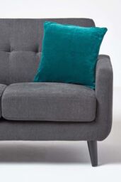 Homescapes Velvet Cushion Cover 100% Cotton, Soft & Machine Washable in Emerald - Size: 40 cm x 40 cm - thumbnail 4