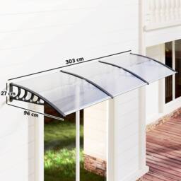 OUTSUNNY Door Canopy Outdoor Awning Rain Shelter for Window Porch, Clear - thumbnail 3