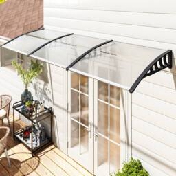 OUTSUNNY Door Canopy Outdoor Awning Rain Shelter for Window Porch, Clear - thumbnail 1