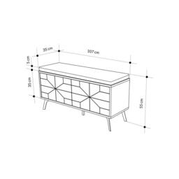Decortie 4 Doors Shoe Bench 'Dune' Modern Design with Metal Legs Width 107cm in Grey - Size: 1 Pack - thumbnail 6