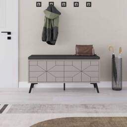 Decortie 4 Doors Shoe Bench 'Dune' Modern Design with Metal Legs Width 107cm in Grey - Size: 1 Pack - thumbnail 5