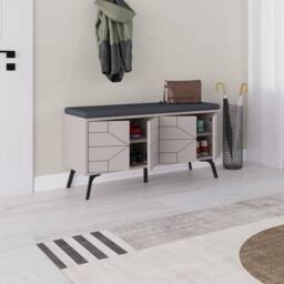 Decortie 4 Doors Shoe Bench 'Dune' Modern Design with Metal Legs Width 107cm in Grey - Size: 1 Pack - thumbnail 4