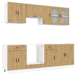 Berkfield Home Elegant 8 Piece Kitchen Cabinet Set Kalmar Artisan Oak Engineered Wood in Brown - thumbnail 3