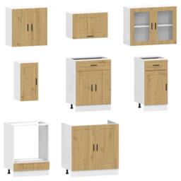 Berkfield Home Elegant 8 Piece Kitchen Cabinet Set Kalmar Artisan Oak Engineered Wood in Brown - thumbnail 4