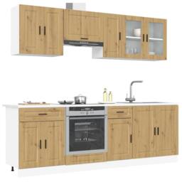 Berkfield Home Elegant 8 Piece Kitchen Cabinet Set Kalmar Artisan Oak Engineered Wood in Brown - thumbnail 2