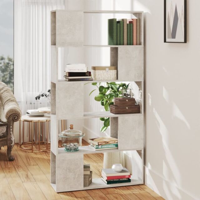 Berkfield Home Book Cabinet Room Divider Concrete Grey 80x24x155 cm Engineered Wood - Size: 80 x 24 x 155 cm - image 1