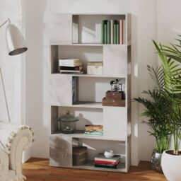 Berkfield Home Book Cabinet Room Divider Concrete Grey 80x24x155 cm Engineered Wood - Size: 80 x 24 x 155 cm - thumbnail 6