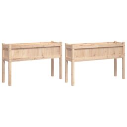 Berkfield Home Garden Planters 2 pcs with Legs Solid Wood Pine in Brown - thumbnail 2