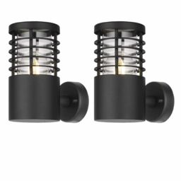 First Choice Lighting Set of 2 Bloom - Black IP44 Outdoor Wall Lights - thumbnail 1