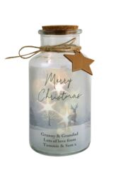 Personalised Memento Company Personalised Merry Christmas LED Glass Jar in Clear - thumbnail 1