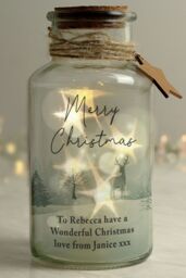 Personalised Memento Company Personalised Merry Christmas LED Glass Jar in Clear - thumbnail 4