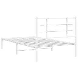 Berkfield Home Metal Bed Frame without Mattress with Headboard White 100x190cm - Size: 100x190 cm - thumbnail 7