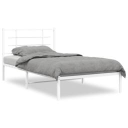 Berkfield Home Metal Bed Frame without Mattress with Headboard White 100x190cm - Size: 100x190 cm - thumbnail 3