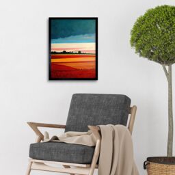 "Artery8 Wall Art Print Colourful Modern Countryside Landscape Multicoloured Art Framed in Black - Size: W12"" x H16""" - thumbnail 2