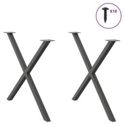 Berkfield Home Dining Table Legs X-Shaped 2 pcs Anthracite 90x(72-73) cm Steel in Black - thumbnail 3