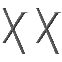 Berkfield Home Dining Table Legs X-Shaped 2 pcs Anthracite 90x(72-73) cm Steel in Black - thumbnail 2