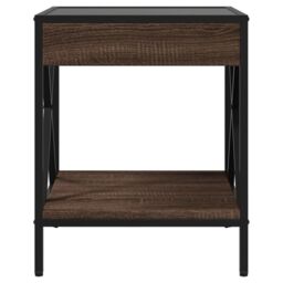Berkfield Home Bedside Table with Infinity LED Brown Oak 40x40x49 cm - Size: 40 x 40 x 49 cm - thumbnail 6