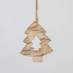 Shatchi Christmas Tree Ornaments Wooden Aesthetic Hanging Decorations Assorted Shapes 4Pcs - thumbnail 3