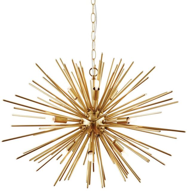 Loops Multi Light Ceiling Pendant 9 Bulb BRASS Feature Chandelier Vintage Metal Lamp in Metallics - image 1