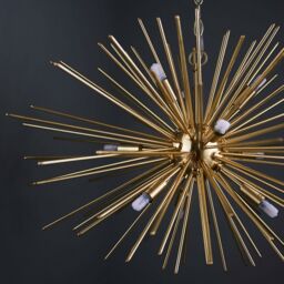 Loops Multi Light Ceiling Pendant 9 Bulb BRASS Feature Chandelier Vintage Metal Lamp in Metallics - thumbnail 4