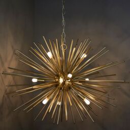 Loops Multi Light Ceiling Pendant 9 Bulb BRASS Feature Chandelier Vintage Metal Lamp in Metallics - thumbnail 5