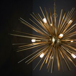 Loops Multi Light Ceiling Pendant 9 Bulb BRASS Feature Chandelier Vintage Metal Lamp in Metallics - thumbnail 3