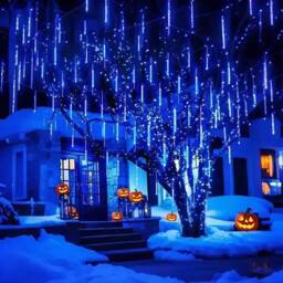 EONLION Blue LED Solar Lights Meteor Shower Rain - Size: 100 cm - thumbnail 3