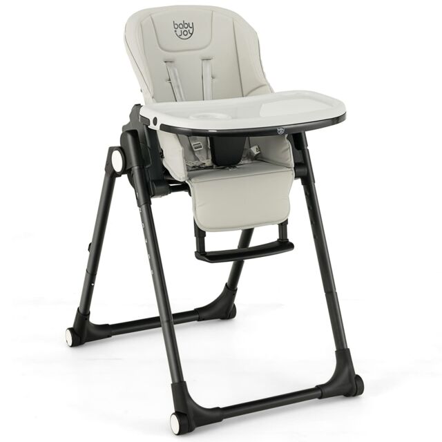 Gymax 4-in-1 Nursery High Chair Folding Feeding Chair With Footrest in Grey - image 1