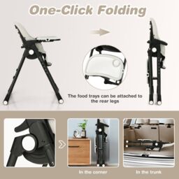 Gymax 4-in-1 Nursery High Chair Folding Feeding Chair With Footrest in Grey - thumbnail 8