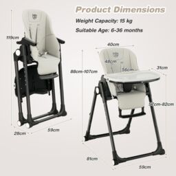 Gymax 4-in-1 Nursery High Chair Folding Feeding Chair With Footrest in Grey - thumbnail 2