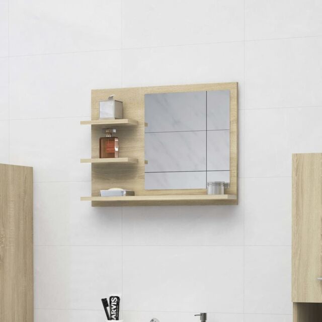 Berkfield Home Bathroom Mirror Sonoma Oak 60x10.5x45 cm Engineered Wood in Brown