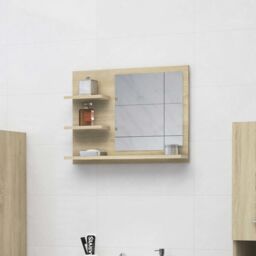 Berkfield Home Bathroom Mirror Sonoma Oak 60x10.5x45 cm Engineered Wood in Brown - thumbnail 1