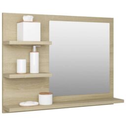 Berkfield Home Bathroom Mirror Sonoma Oak 60x10.5x45 cm Engineered Wood in Brown - thumbnail 3