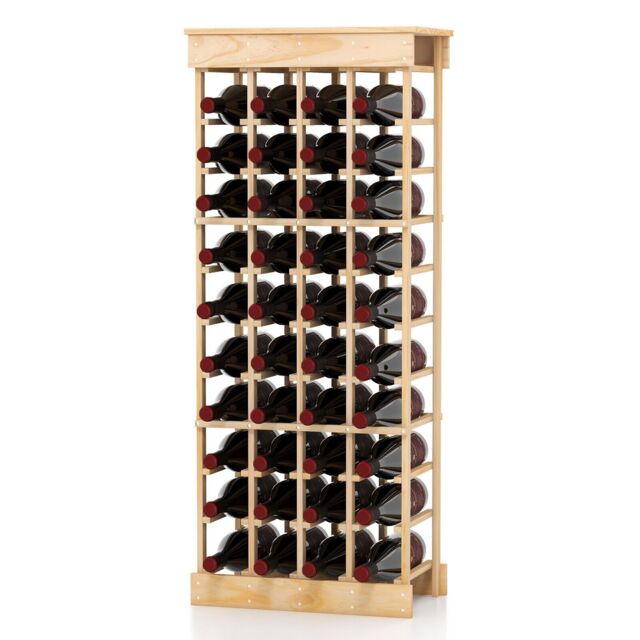 Costway 40 Bottles Storage Wine Rack Freestanding Pine Wood Display Shelf Wine Holder in Natural - image 1