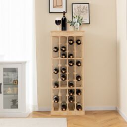 Costway 40 Bottles Storage Wine Rack Freestanding Pine Wood Display Shelf Wine Holder in Natural - thumbnail 5