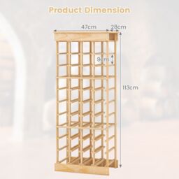 Costway 40 Bottles Storage Wine Rack Freestanding Pine Wood Display Shelf Wine Holder in Natural - thumbnail 2