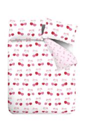 Catherine Lansfield 'Cherries & Bows' Reversible Duvet Cover Set in Pink - Size: King - thumbnail 5