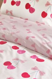 Catherine Lansfield 'Cherries & Bows' Reversible Duvet Cover Set in Pink - Size: King - thumbnail 4