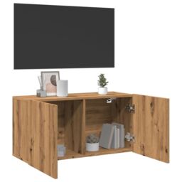Berkfield Home TV Cabinet Wall-mounted Artisian Oak 80x30x41 cm in Brown - Size: 80 x 30 x 41 cm - thumbnail 4