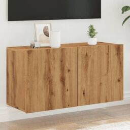Berkfield Home TV Cabinet Wall-mounted Artisian Oak 80x30x41 cm in Brown - Size: 80 x 30 x 41 cm - thumbnail 1