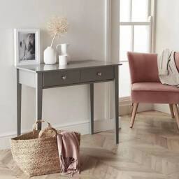 KORVIXA Satin Grey Painted 2 Drawer Dressing table - Size: 100 cm - thumbnail 2