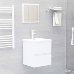 Berkfield Home Sink Cabinet with Built-in Basin White Engineered Wood - thumbnail 3