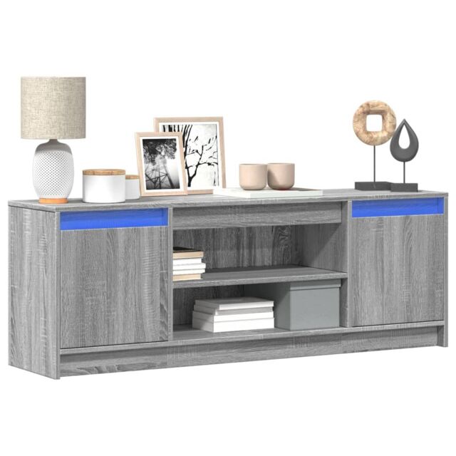 Berkfield Home TV Cabinet with LED Grey Sonoma 139.5x34x50 cm Engineered Wood - image 1